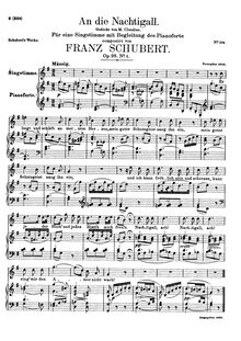 Partition complète, original key (G major), An die Nachtigall, D.497