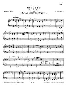 Partition complète, Minuet, WoO 82, E♭ major, Beethoven, Ludwig van