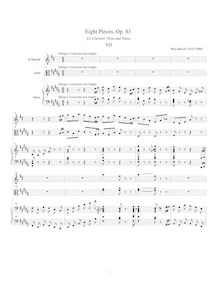 Partition , Allegro vivace, ma non troppo, 8 pièces pour clarinette, viole de gambe et Piano