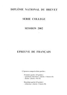 Français 2002 Brevet (filière générale)
