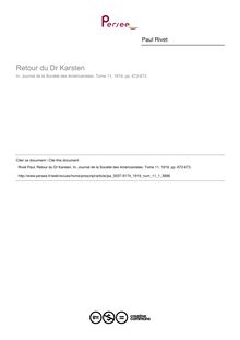 Retour du Dr Karsten  ; n°1 ; vol.11, pg 672-673