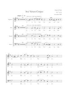 Partition choral score, Ave verum corpus, G major, De Wael, Johan