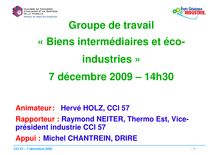 Groupe de travail  « Biens intermédiaires et éco- industries » 7 ...