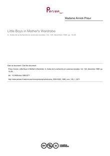 Little Boys in Mother s Wardrobe  - article ; n°1 ; vol.125, pg 15-29