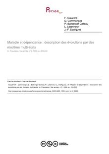 Maladie et dépendance : description des évolutions par des modèles multi-états - article ; n°2 ; vol.54, pg 205-222