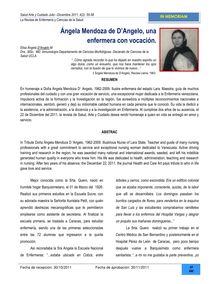 Ángela Mendoza de D’Angelo, una enfermera con vocación (Angela  Mendoza D Angelo, a nurse call )
