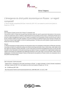 L émergence du droit public économique en Russie : un regard comparatif - article ; n°2 ; vol.38, pg 107-124