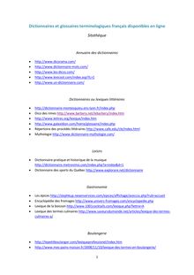 Dictionnaires et glossaires terminologiques français disponibles en ligne