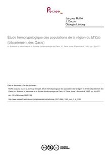 Étude hémotypologique des populations de la région du M Zab (département des Oasis) - article ; n°4 ; vol.3, pg 354-371