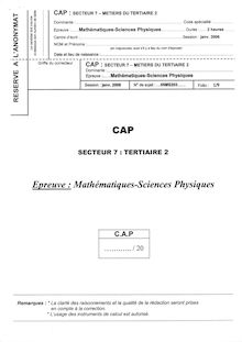 Mathématiques - Sciences 2006 CAP Agent d accueil et de conduite routière, transport de voyageurs