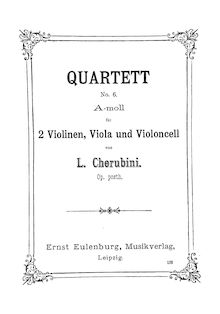 Partition complète, corde quatuor No.6, A minor, Cherubini, Luigi