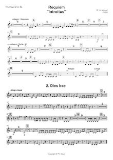 Partition trompette 2 (B♭), Requiem, D minor, Mozart, Wolfgang Amadeus