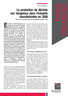 La production de déchets  non dangereux dans lindustrie manufacturière en 2008 