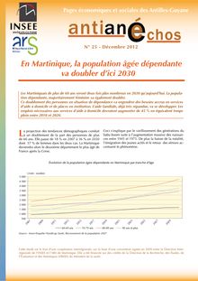 En Martinique, la population âgée dépendante va doubler d ici 2030