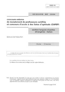 Traduction 2006 CAPES de langues vivantes (Italien) CAPES (Externe)