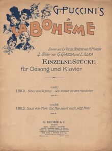 Partition Colour Cover, La Bohème, Puccini, Giacomo