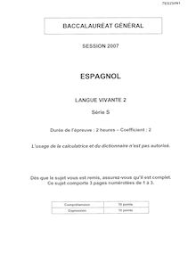 Sujet Espagnol LV2 du bac S session 2007