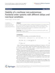 Stability of a nonlinear non-autonomous fractional order systems with different delays and non-local conditions