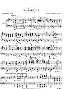 Partition No.2 en D major. Andante, Ballades, Balladen, Brahms, Johannes