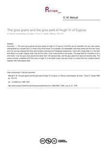 The gros grand and the gros petit of Hugh IV of Cyprus. - article ; n°27 ; vol.6, pg 130-175
