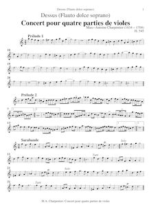 Partition Soprano enregistrement  , partie, Concert pour quatre parties de violes