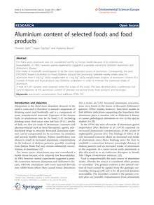 Aluminium content of selected foods and food products