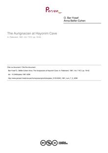 The Aurignacian at Hayonim Cave - article ; n°2 ; vol.7, pg 19-42