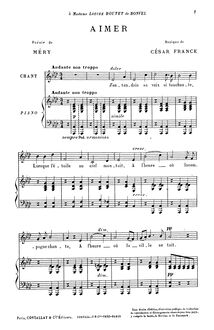 Partition complète, Aimer, A♭ major, Franck, César par César Franck