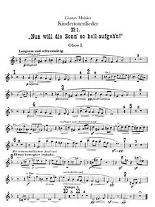 Partition hautbois 1, 2, anglais cor, Kindertotenlieder, Songs on the Death of Children