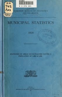 Municipal statistics, 1920. Statistics of urban municipalities having a population of 1,000 to 3,000