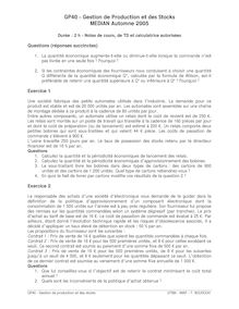 Gestion de production et des stocks 2005 Ingénierie et Management de Process Université de Technologie de Belfort Montbéliard