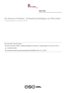 Du discours à l histoire : l entreprise philologique au XIXe siècle - article ; n°1 ; vol.15, pg 105-115