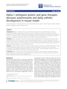 Alpha-1 antitrypsin protein and gene therapies decrease autoimmunity and delay arthritis development in mouse model