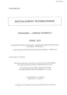 Espagnol LV2 2007 S.T.G (Comptabilité et Finance des Entreprises) Baccalauréat technologique