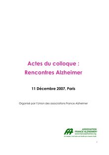 Actes du colloque : Rencontres Alzheimer
