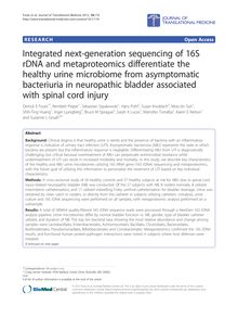 Integrated next-generation sequencing of 16S rDNA and metaproteomics differentiate the healthy urine microbiome from asymptomatic bacteriuria in neuropathic bladder associated with spinal cord injury
