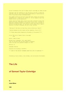 The Life of Samuel Taylor Coleridge - 1838