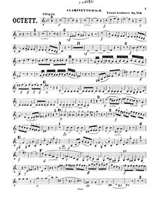 Partition clarinette 2, Octet pour vents, B♭ major, Lachner, Franz Paul