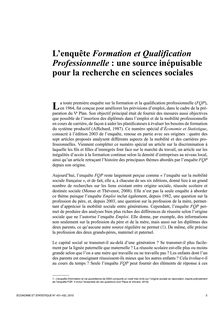 L’enquête Formation et Qualification Professionnelle : une source inépuisable pour la recherche en sciences sociales - article ; n°1 ; vol.431, pg 3-11
