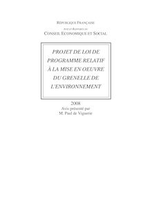 Projet de loi de programme relatif à la mise en oeuvre du Grenelle de l environnement.