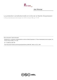 La protection constitutionnelle et civile de la liberté d expression - article ; n°2 ; vol.42, pg 771-7123