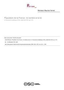 Population de la France : le nombre et la loi - article ; n°1 ; vol.36, pg 3-19