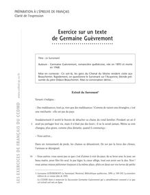 Champs lexicaux, Exercice sur un texte de Germaine Guèvremont