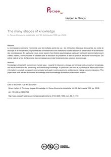 The many shapes of knowledge - article ; n°1 ; vol.88, pg 23-39