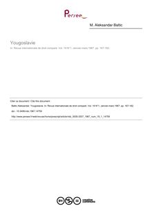 Yougoslavie - article ; n°1 ; vol.19, pg 167-182