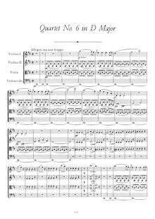 Partition complète, corde quatuor No. 6 en D Major, Schubert, Franz