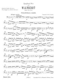 Partition violoncelles / Basses, Symphony No.1, E♭ major, Mozart, Wolfgang Amadeus par Wolfgang Amadeus Mozart