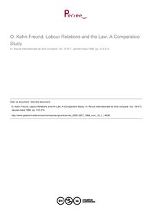 O. Kahn-Freund, Labour Relations and the Law. A Comparative Study - note biblio ; n°1 ; vol.18, pg 313-314
