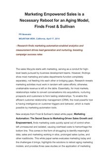 Marketing Empowered Sales is a Necessary Reboot for an Aging Model, Finds Frost & Sullivan