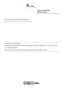 La Volga, étude hydrologique - article ; n°241 ; vol.43, pg 32-48